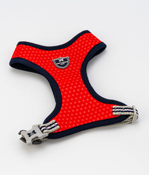 Fabric Dog Harness - Red and Coral Polka Dot