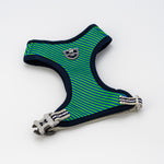Fabric Dog Harness - Striped Navy and Green
