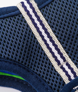 Fabric Dog Harness - Striped Navy and Green